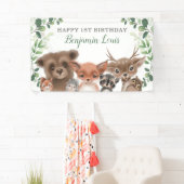 Greenery Woodland Animals Birthday Welcome Banner (Insitu)