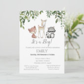 Greenery Woodland Animals Invitation - Baby shower Kaart (Staand voorkant)