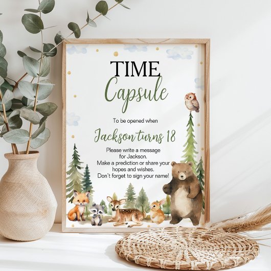 Greenery Woodland Animals Time Capsule Poster