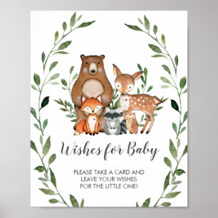 Greenery Woodland Animals wil Baby Poster