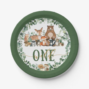 Greenery Woodland Animals Wild One Birthday Papieren Bordje