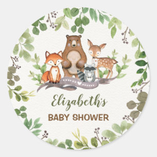 Greenery Woodland Baby Animals Ronde Sticker