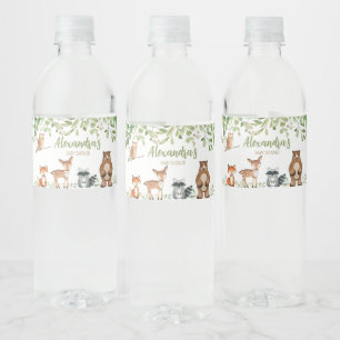 Greenery Woodland Baby shower Waterfles Etiket