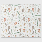Greenery Woodland Forest Animals Baby Birthday Cadeaupapier (Vlak)