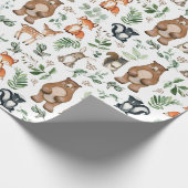 Greenery Woodland Forest Animals Birthday Wild One Cadeaupapier (Hoek)