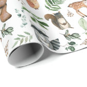 Greenery Woodland Forest Animals Birthday Wild One Cadeaupapier (Rol Hoek)