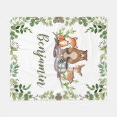 Greenery Woodland Forest Animals Boy Nursery Fleece Deken (Voorkant (Horizontaal))