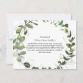 Greenery Wreater Funeral Script Dank u Noteer Kaar Bedankkaart (Voorkant)