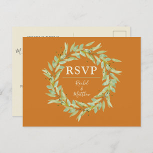 Greenery Wreath Fall Wedding RSVP Briefkaart