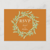 Greenery Wreath Fall Wedding RSVP Briefkaart (Voorkant)