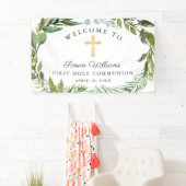 Greenery Wreath First Heilige Communauteit Welkom Spandoek (Insitu)