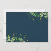 Greenery Wreath Gold Navy Blue Afstuderen Kaart (Achterkant)