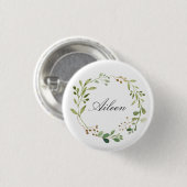 Greenery Wreath Monogram/gepersonaliseerde naam Ronde Button 3,2 Cm (Voorkant /achterkant)