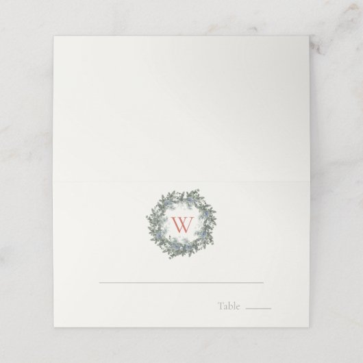 Greenery Wreath Monogram Kerstfeestdag (Buitenkant ongevouwen)