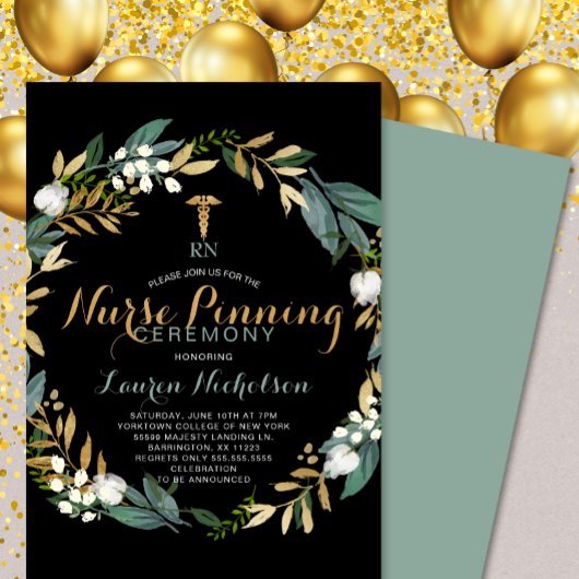 Greenery Wreath Nurse Pinning Ceremony Uitnodiging