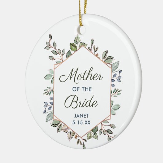 Greenery Wreath Personalized Moeder van de Bride Keramisch Ornament (Links)