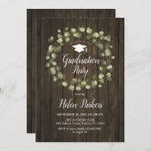 Greenery Wreath Rustic Graduation Party Kaart (Voorkant / Achterkant)
