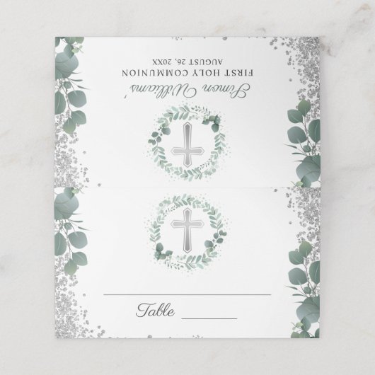 Greenery Wreath Silver Glitter First Community (Buitenkant ongevouwen)