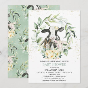 Greenery Wreath Yellow Floral Boerderij Baby showe Kaart