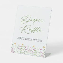 Greenery Yellow Pink Wildflower Raffle Reclamebord Met Voetstuk