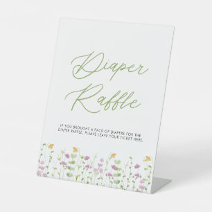 Greenery Yellow Pink Wildflower Raffle Reclamebord Met Voetstuk