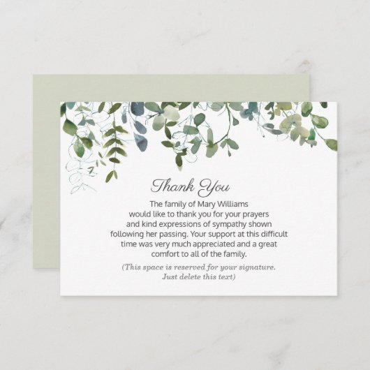 Greenery Your Signature Funeral Bedankt (Voorkant / Achterkant)