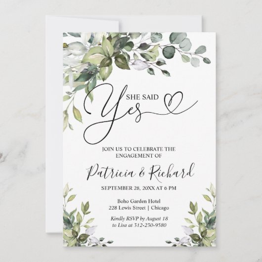 Greenery zei dat ze de uitnodiging van de Engageme (Voorkant)