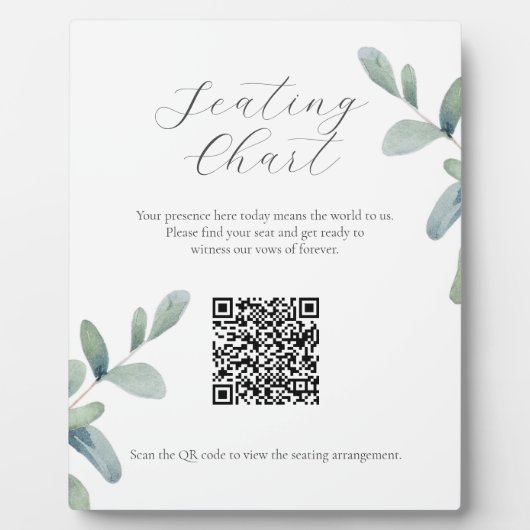 Greenery Zitkaart Teken met QR Code Plaque Fotoplaat (Voorkant)