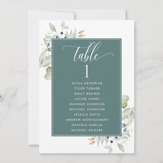 Greenery, Zitplankards met gastnamen Groen (Voorkant)