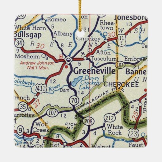 Greeneville TN Keramisch Ornament (Achterkant)