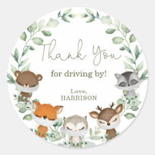 Greeney Woodland Animals Quarantine Rijden door Ronde Sticker