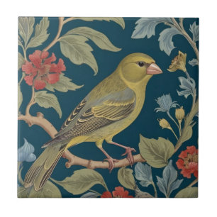 Greenfinch William Morris stijl R Green Finch Bird Tegeltje