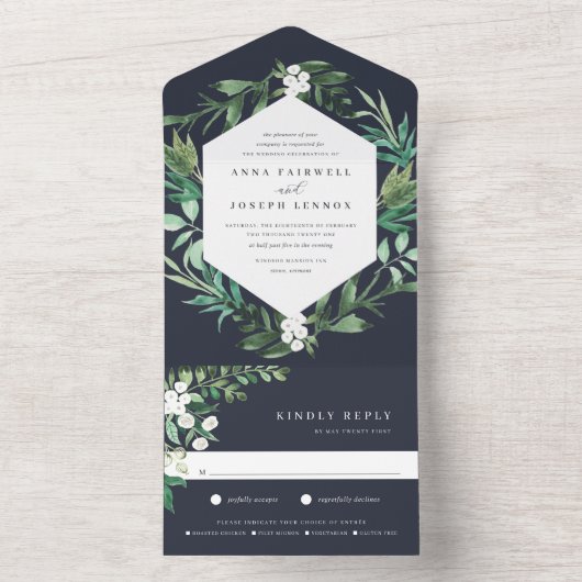 Greenhouse | Botanische bruiloft met Waterverf van All In One Uitnodiging (Binnen)