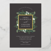 Greenhouse | Botanische bruiloft met Waterverf van Folie Uitnodiging (Voorkant)