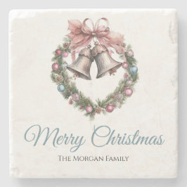 Greening krans gebladerte & roze lint boog stenen onderzetter