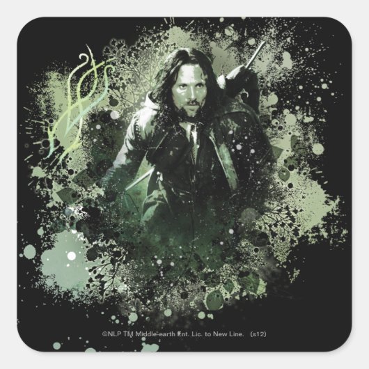 Greenish Aragorn Vector Collage Vierkante Sticker (Voorkant)