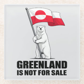 Greenland Is Not for Sale Polar Bear With Flag Glazen Onderzetter