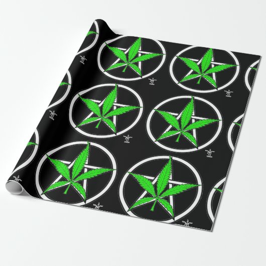 Greenleaf Pentagram Wrapping Paper Cadeaupapier (Uitgerold)
