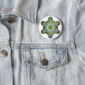 GreenMetatronCube Ronde Button 5,7 Cm (In situ)