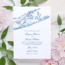 Greenport NY Kaart Elegante Navy Blue Wedding