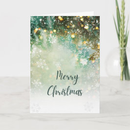 Greens, blues & Godl Merry Christmas  Kaart