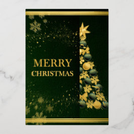 Greens & Golds "Merry Christmas" Christmas card Folie Feestdagenkaart