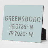 Greensboro NC Latitude en Longitude Coordinates Fotoplaat (Zijkant)