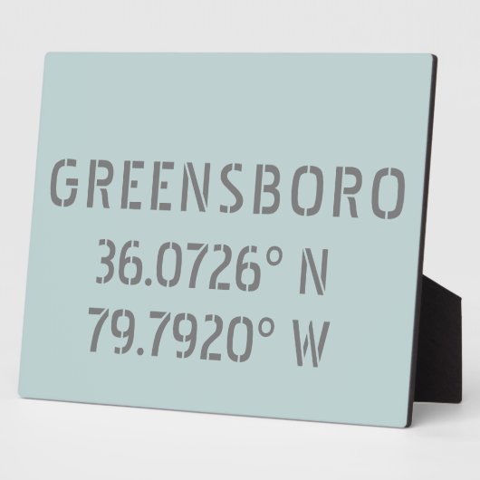 Greensboro NC Latitude en Longitude Coordinates Fotoplaat (Zijkant)