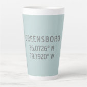 Greensboro NC Latitude en Longitude Coordinates Latte Mok (Voorkant)