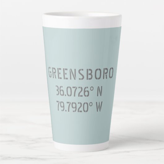 Greensboro NC Latitude en Longitude Coordinates Latte Mok (Voorkant)