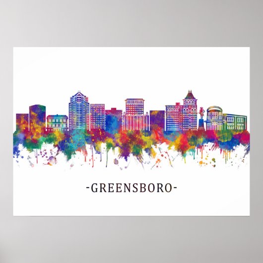 Greensboro North Carolina Skyline Poster (Voorkant)