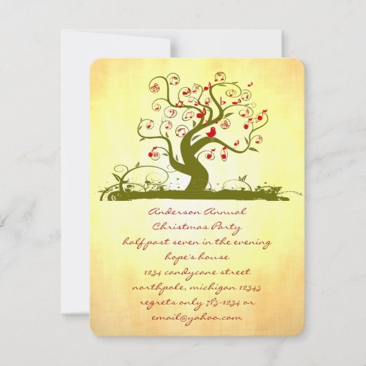 GreenT Bird Gold Dîner de Noël Invitation (Devant)