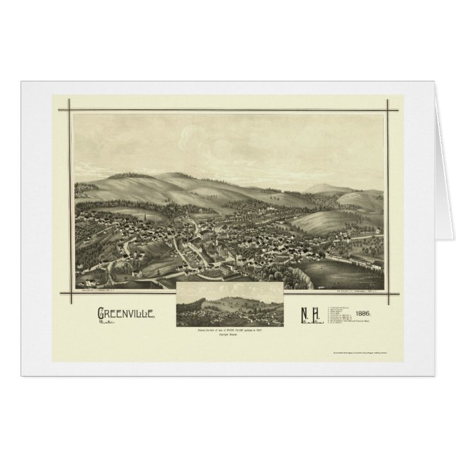 Greenville, carte panoramique de NH - 1886 (Devant horizontal)