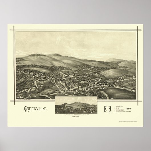Greenville, NH Panoramic Map - 1886 Poster (Voorkant)